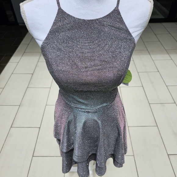 Speechless ✦ Shimmer Party Dress ✦ Silver-Purple Color Shift Fit & Flare Sz 3 - Picture 8 of 17